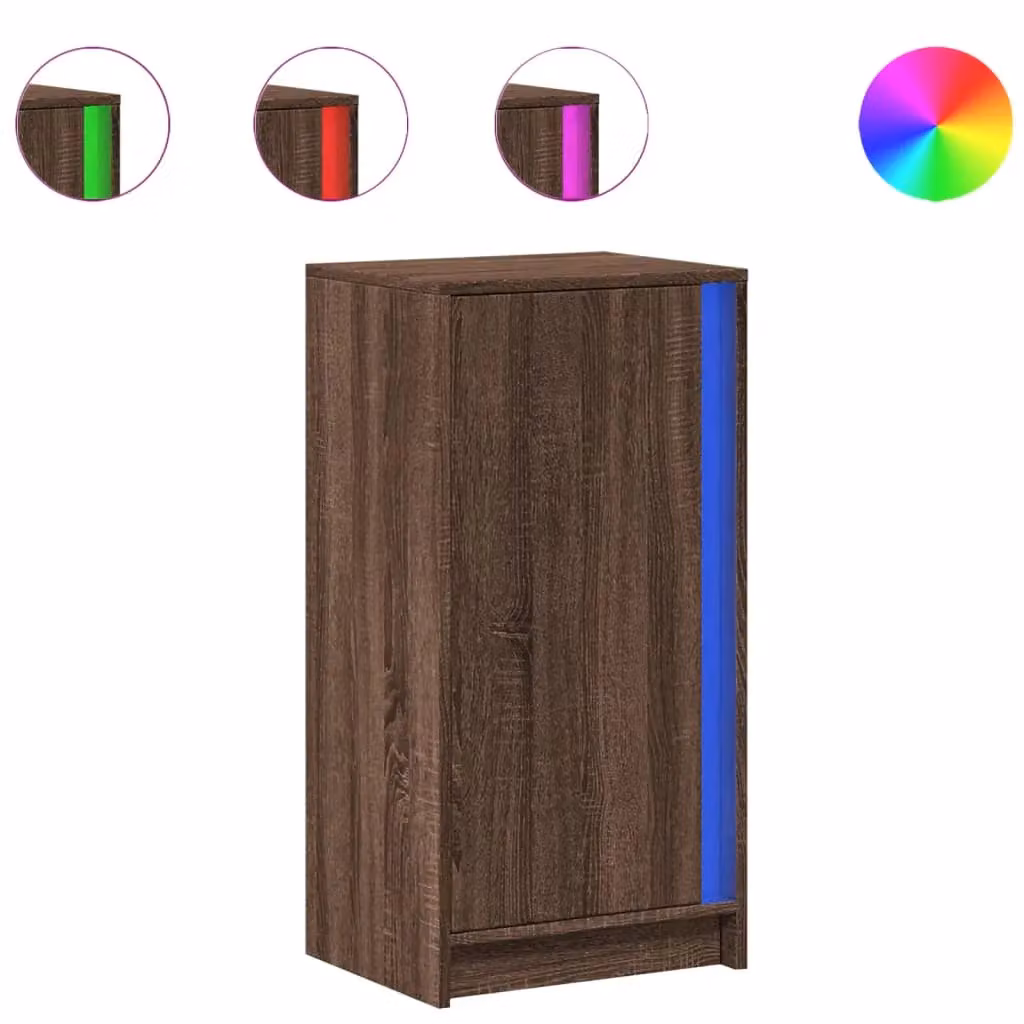 Berkfield Home Modern Sideboard in Brown Oak with Integrated LED Lighting, W: 42.5 cm, D: 34 cm, H: 85 cm – 2