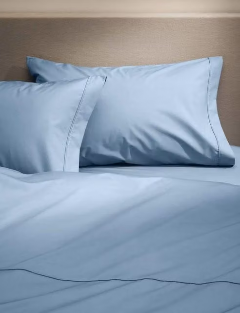 M&S 2 Pack Egyptian Cotton King Size Pillowcases, 230 Thread Count, Light Wedgewood Blue Percale