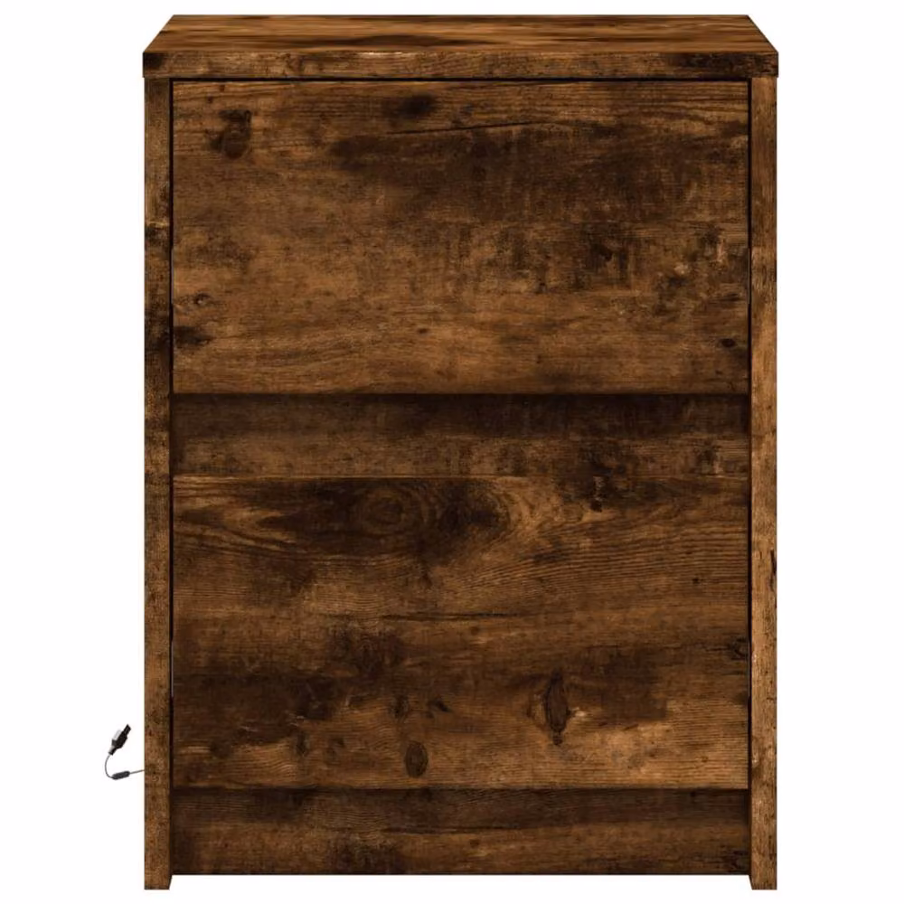 Berkfield Home Set of 2 Modern Bedside Cabinets with Integrated LED Lights in Smoked Oak Brown – 5