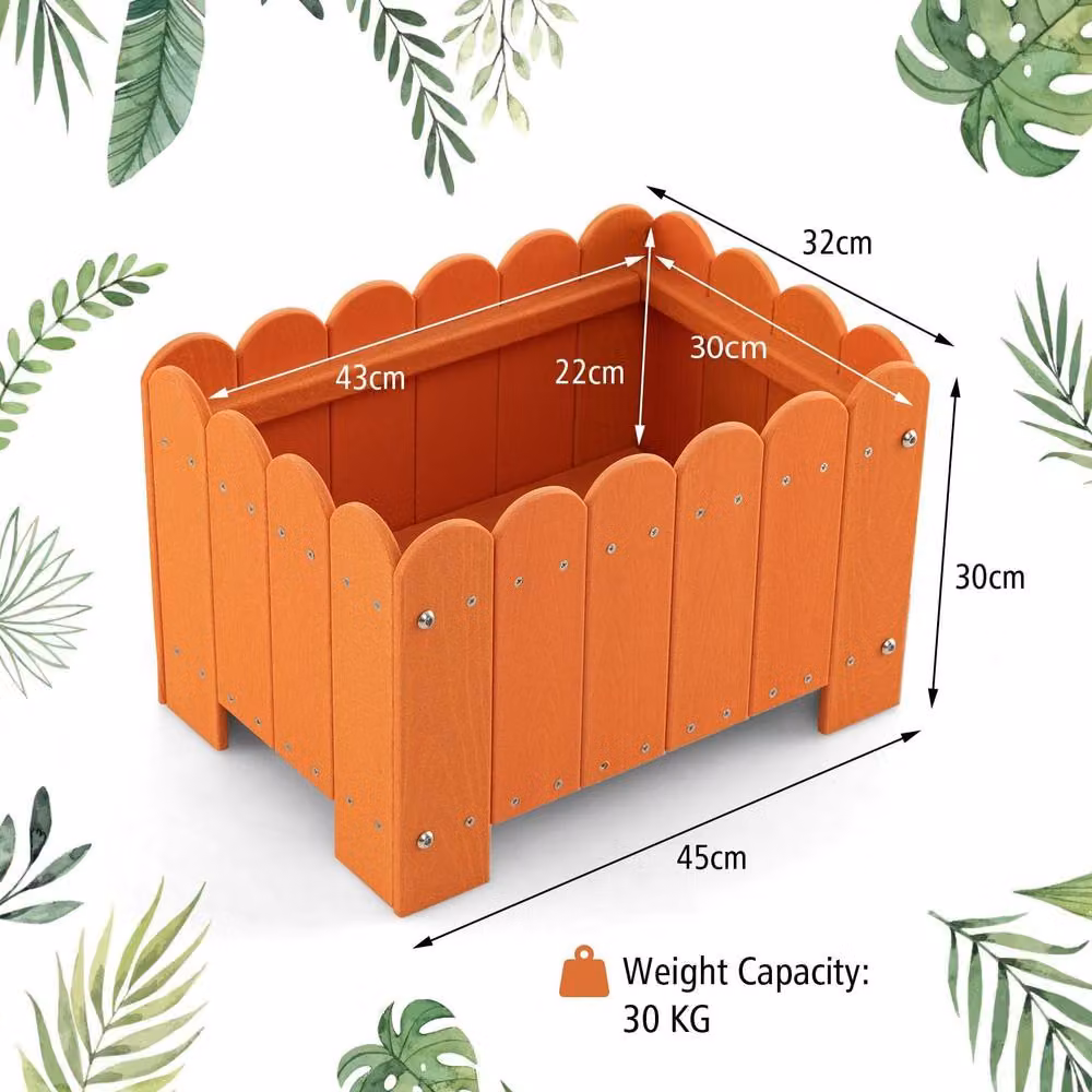 Costway 2 Pack Orange HDPE Raised Garden Bed Planter Boxes with Drainage – 2
