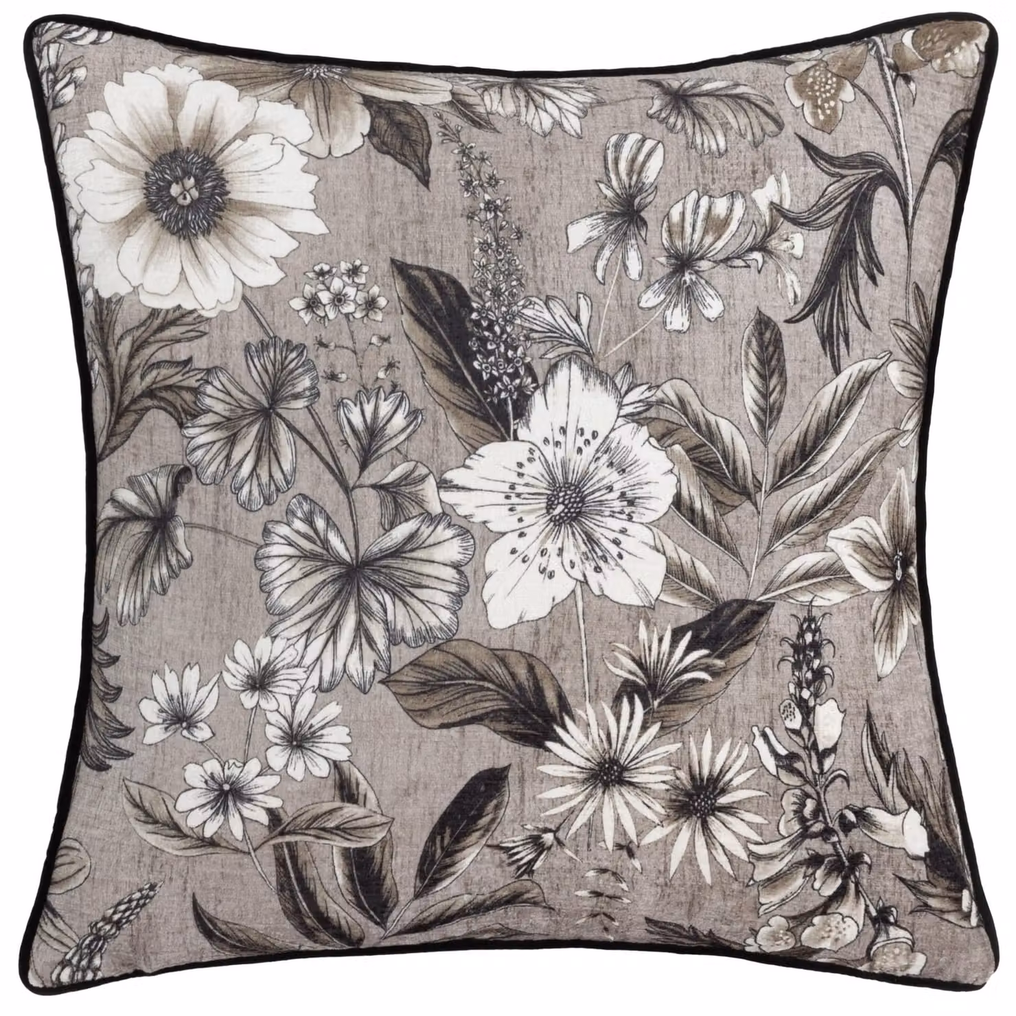 Wylder Harlington Nature Botany Floral Velvet Square Cushion in Beige, W/D/H: 50 x 50 x 50 cm – 2