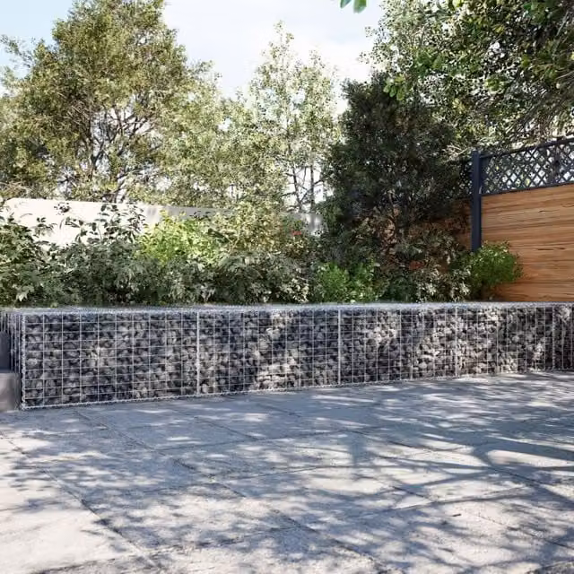 Berkfield Home Gabion Basket with Cover in Silver Galvanised Steel, W/D/H: 1200 x 100 x 50 cm