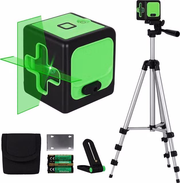 Traderight 360 Degree Self Leveling Green Laser Level with IP54 Water Resistance in Black and Green