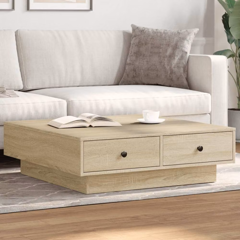 Berkfield Home Sonoma Oak Coffee Table in Beige, W/D/H: 90 x 90 x 28 cm – 1
