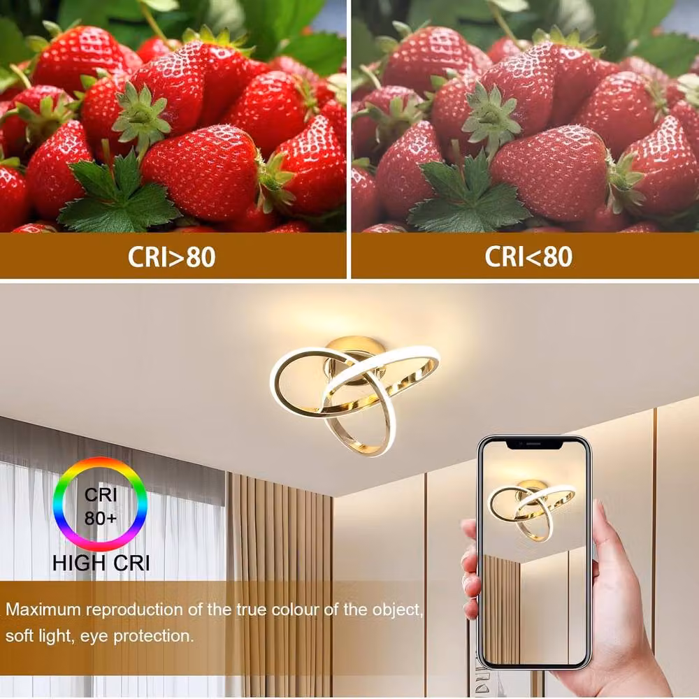 Goeco Modern LED Flower Shape Ceiling Light in Gold, 4500K – 4
