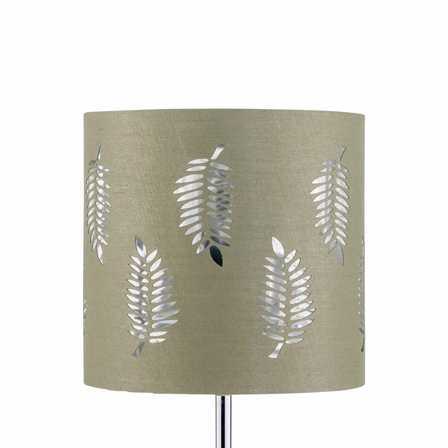 First Choice Lighting Fern Sage Green and Silver Cylinder Fabric Table Lamp Shade, Diameter: 15.5 cm – 2
