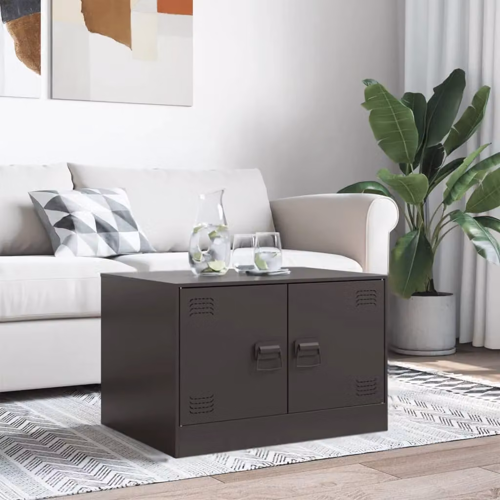 Berkfield Home Black Metal Coffee Table W: 67 cm, D: 50 cm, H: 44 cm – 3