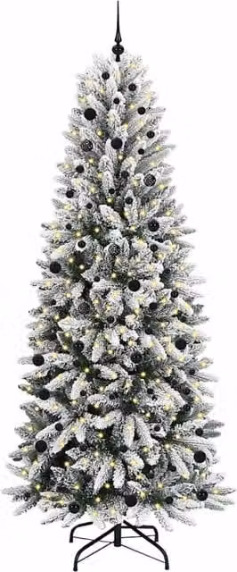 Berkfield Home Green Artificial Christmas Tree with 300 White LEDs, W/D/H: 93 x 93 x 240 cm – 1
