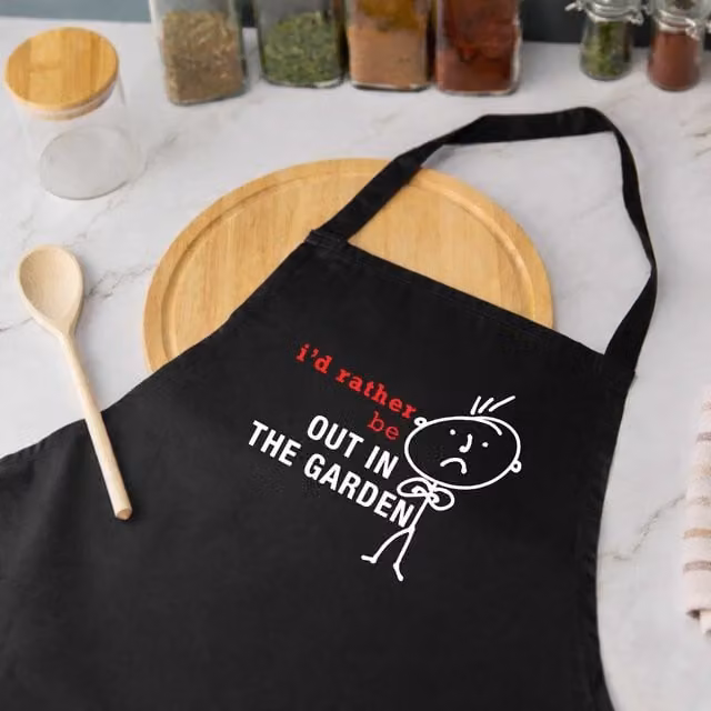 60 Second Makeover Men's I'd Rather Be Out In The Garden Black Apron