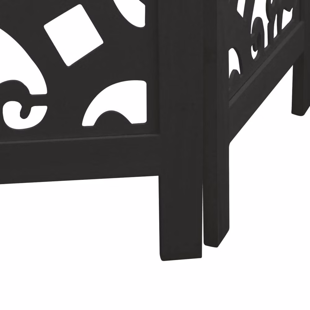 Berkfield Home 3-Panel Black Solid Paulownia Wood Room Divider, H: 200 cm x W: 330 cm (3 x 110 cm) – 4