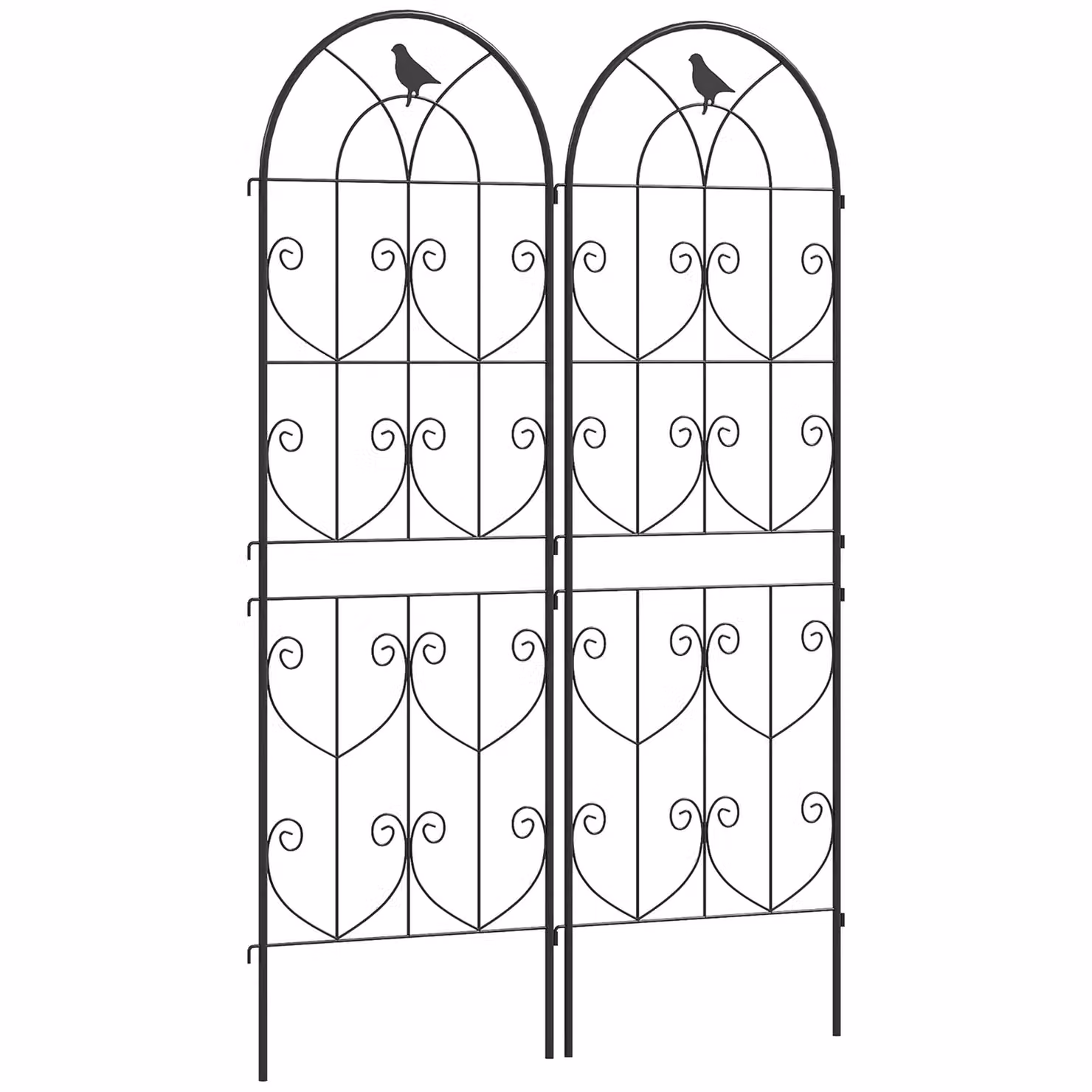 OUTSUNNY Set of 2 Metal Garden Trellis Panels in Black, H 150 cm x W 50 cm – 2