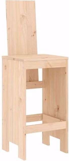 Berkfield Home Beautiful Bar Stools, Set of 2, Natural Solid Pine Wood, W/D/H: 40 x 42 x 120 cm
