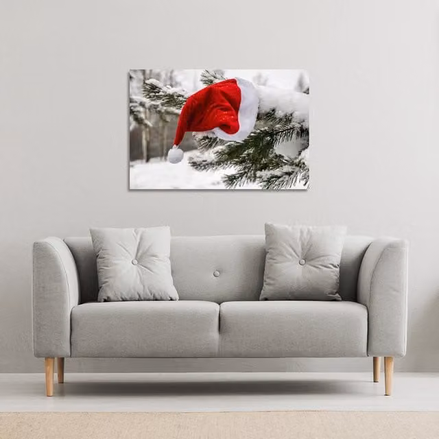 Benjamin Tate Design LTD Santa Claus Hat Gallery Canvas, Red, W: 91 cm, H: 61 cm