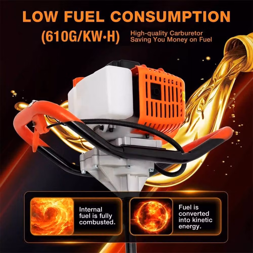 NESTLUNE 52CC Petrol Post Hole Borer Earth Auger Digger in Orange, W: 100 cm, D: 40 cm – 5