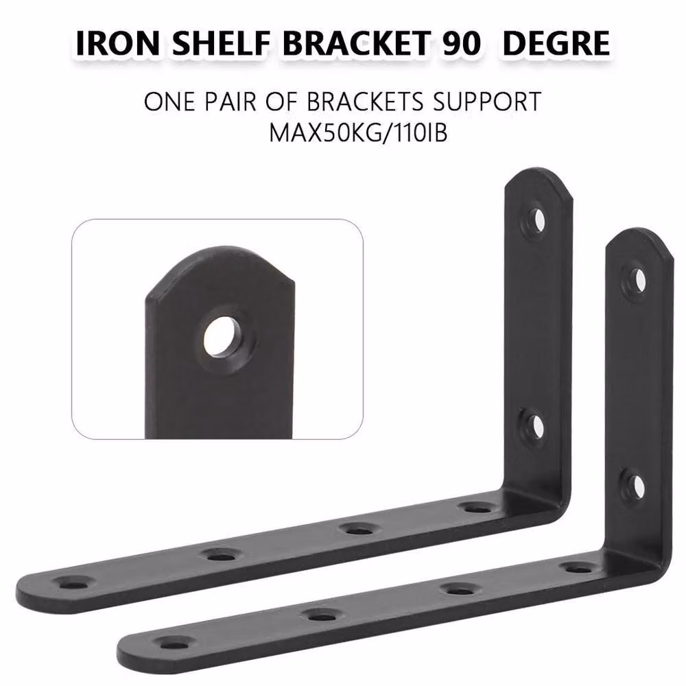 Havendro 4-Piece Set of Heavy Duty L-Shape Iron Corner Braces in Matt Black – 4