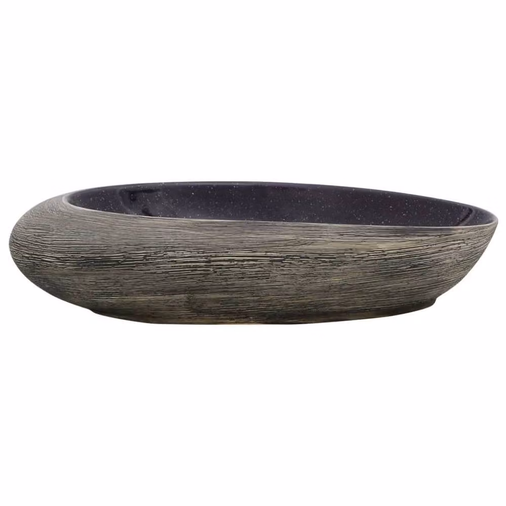 Berkfield Home Oval Ceramic Countertop Basin in Purple and Grey, W: 59 cm, D: 40 cm, H: 14 cm – 3