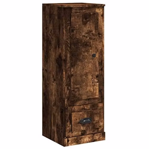vidaXL Highboard in Smoked Oak, Brown Rustic Engineered Wood, W/D/H: 36 x 35.5 x 103.5 cm