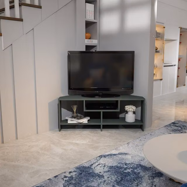 Decorotika Maldives Modern Corner TV Unit in Silva Green