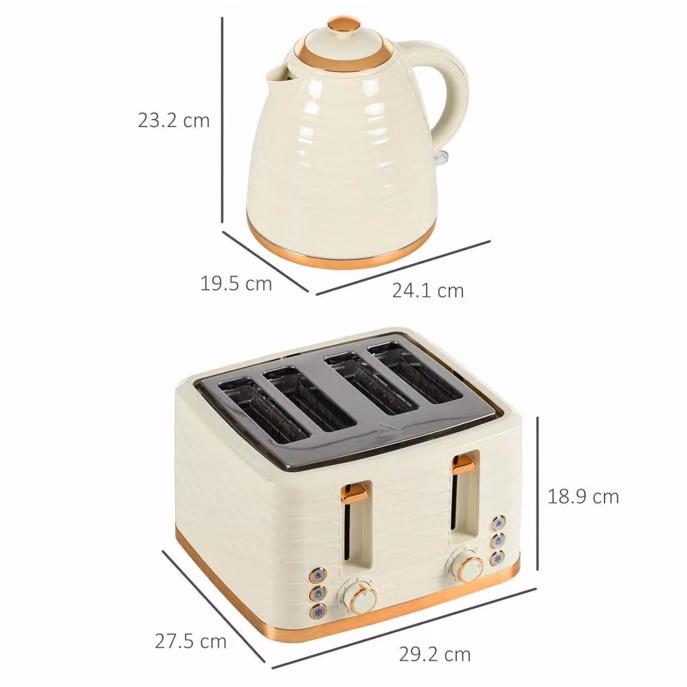 STILVORA Ceramic Kettle and 4 Slice Toaster Set in Beige – 3
