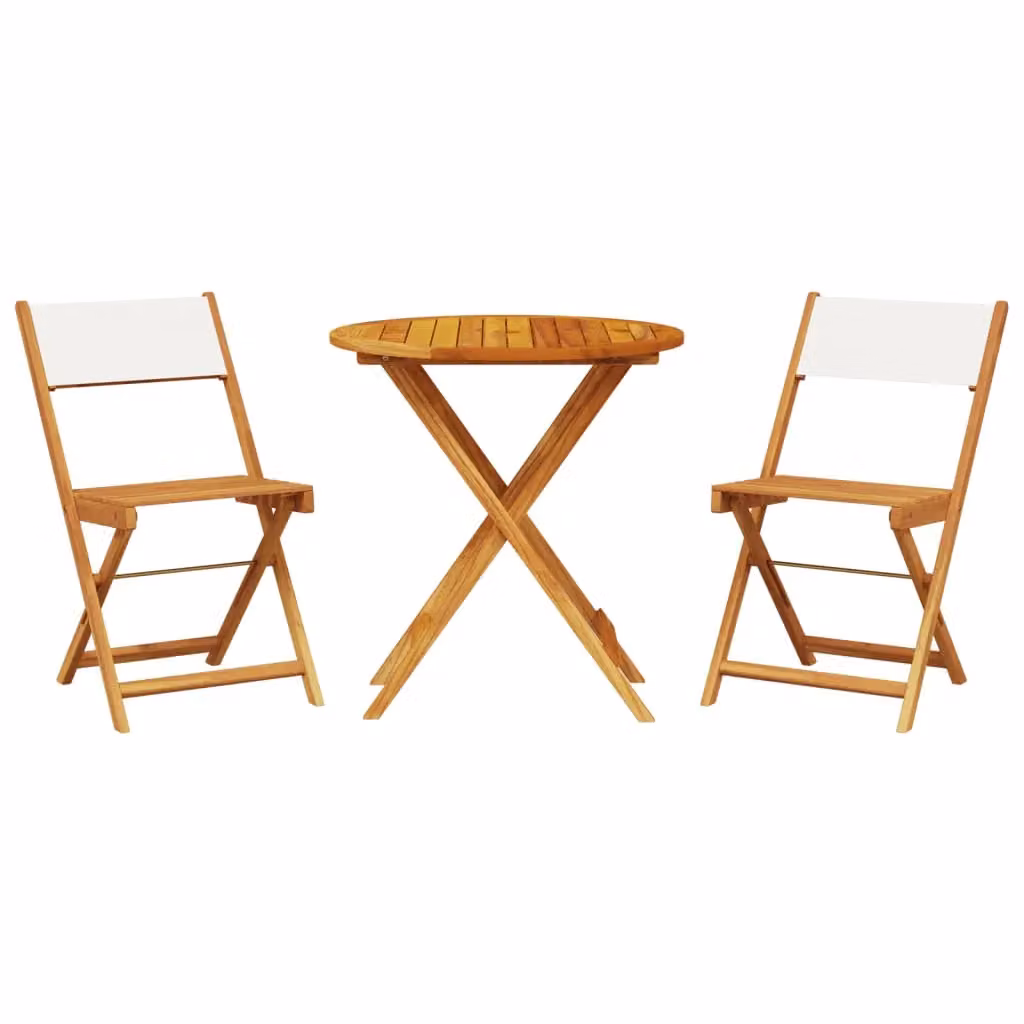 Berkfield Home 3 Piece Bistro Set in White Acacia Wood – 2