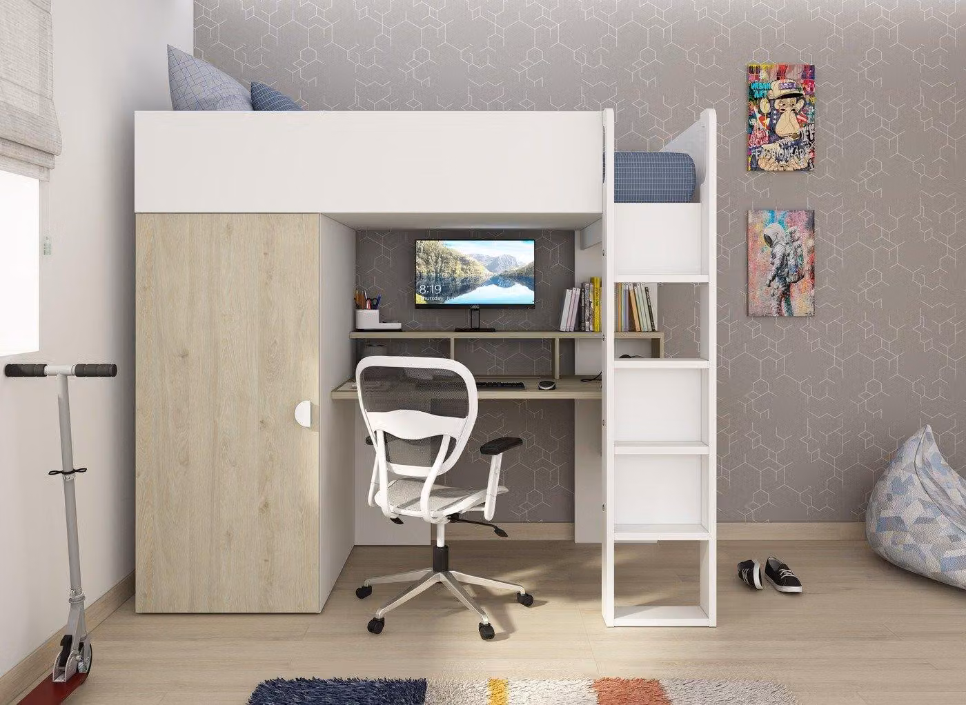 Dreams Wren Kids Wooden High Sleeper in White