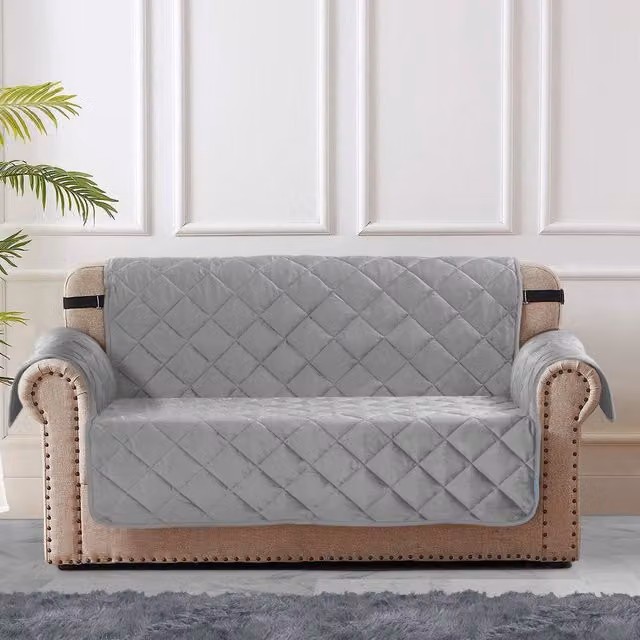 Velosso Matte Velvet Luna 3 Seater Sofa Protector in Silver Grey, Water Repellent and Stain Resistant