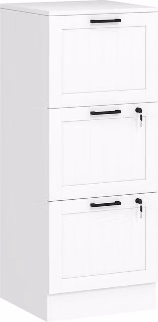 HOMCOM 3 Drawer Filing Cabinet with Lock and Adjustable Hanging Bars for A4 and Letter Size Files, White