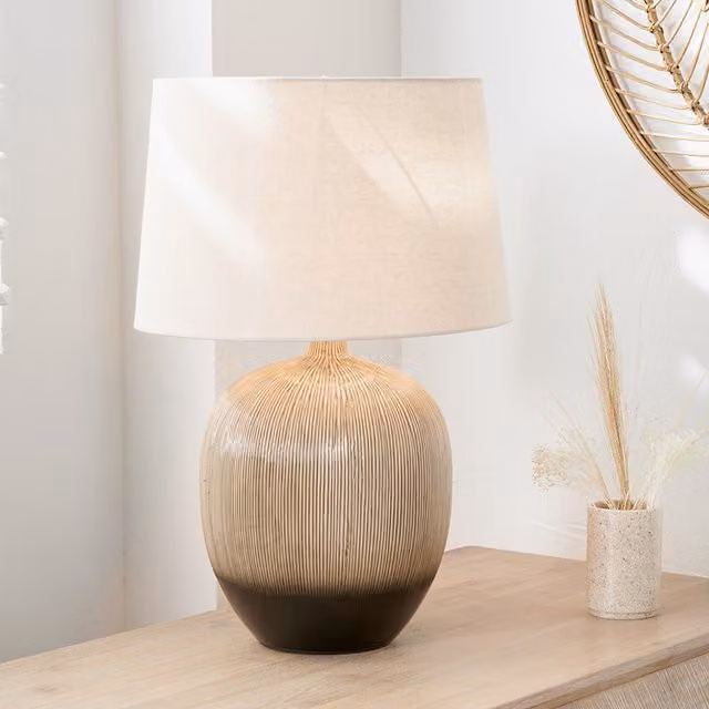 Pacific Lifestyle Scandinavian Ceramic Table Lamp in Brown and Black