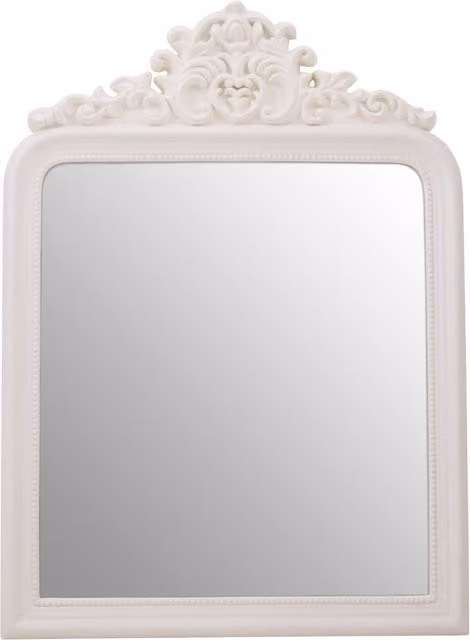 Orsina Giordano Ornate Floral Rectangular Wall Mirror in Gold, White and Beige