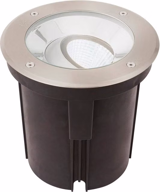 Loops Silver Stainless Steel IP67 Drive Over Ground Light with 16.5W Cool White Tilting LED Head