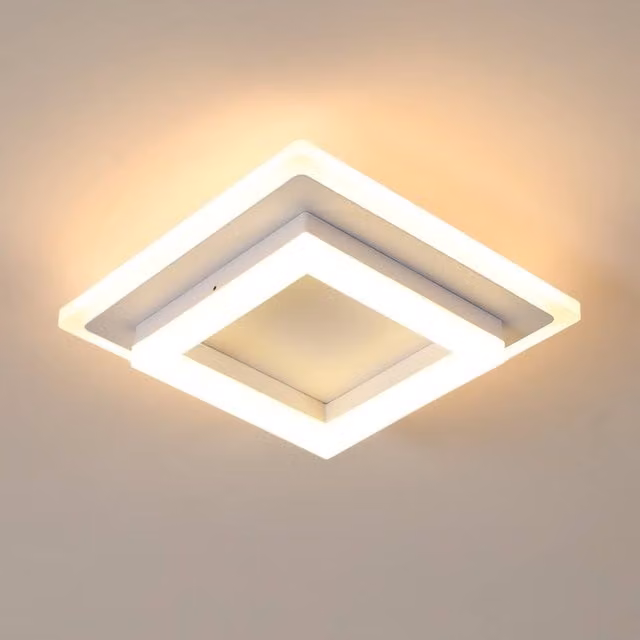 Pheashine Modern Square LED Ceiling Light, Warm White 3000K, White, W/D/H: 20 x 20 x 20 cm