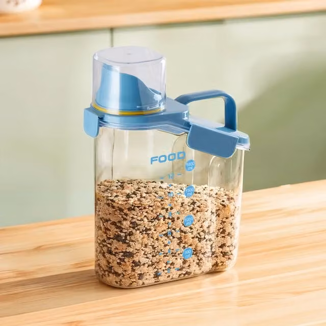 Livingandhome Leakproof Glass Food Storage Container with Snap Lid, Blue, 2l