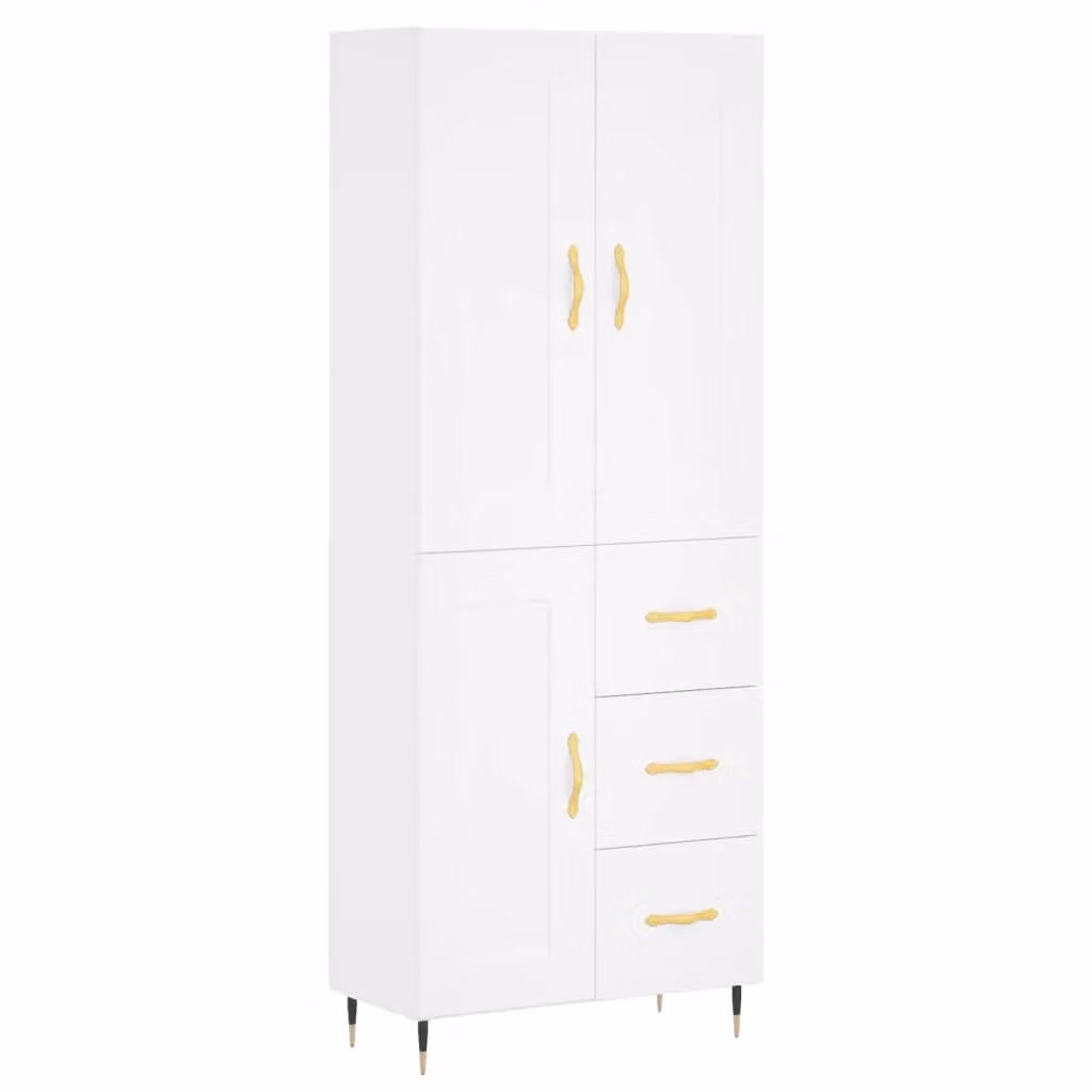 Berkfield Home White Modern Highboard with Hinged Doors and Internal Shelves, W/D/H: 69.5 x 34 x 180 cm – 2