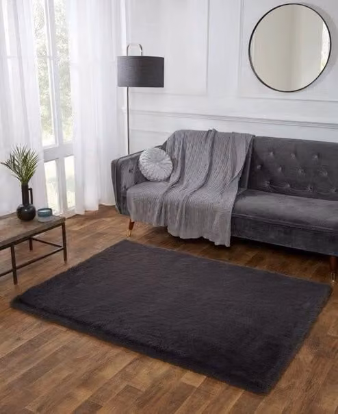 The Linen Consultancy 5 Star Hotel Concept Super Luxe Faux Fur Throw, Charcoal Grey, W: 120 cm x D: 170 cm – 1