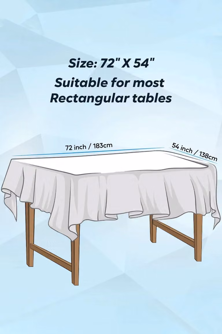 Neel Blue Disposable White PVC Rectangular Tablecloth, W: 137 cm, L: 183 cm