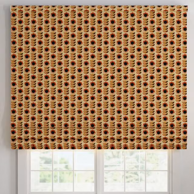 ANTE DECOR Palma Printed Cotton Made To Measure Blackout Roman Blind in Burnt Umber