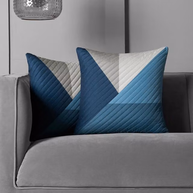 Pack of 2 Ralph Geo Pinsonic Square Cushion Covers in Blue