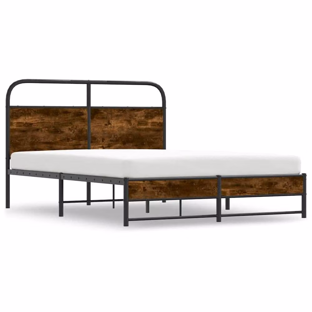 Berkfield Home Elegant Bed Frame in Smoked Oak and Brown with Drawers, W/D/H: 135 x 190 cm – 3