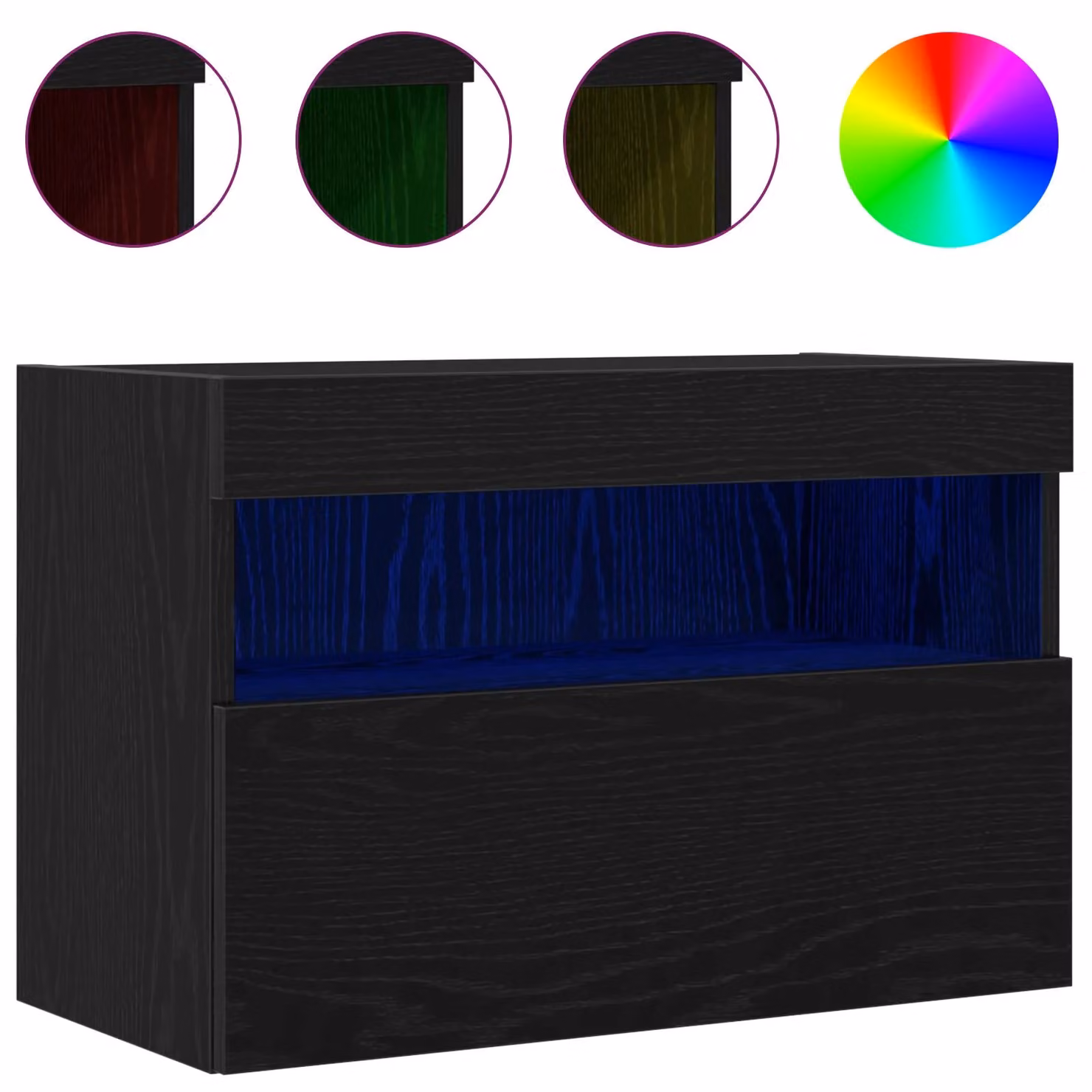 Berkfield Home Set of 2 Modern Wall Mounted TV Cabinets with Integrated LED Lighting in Black Oak, W/D/H: 60 x 40 x 40 cm – 4