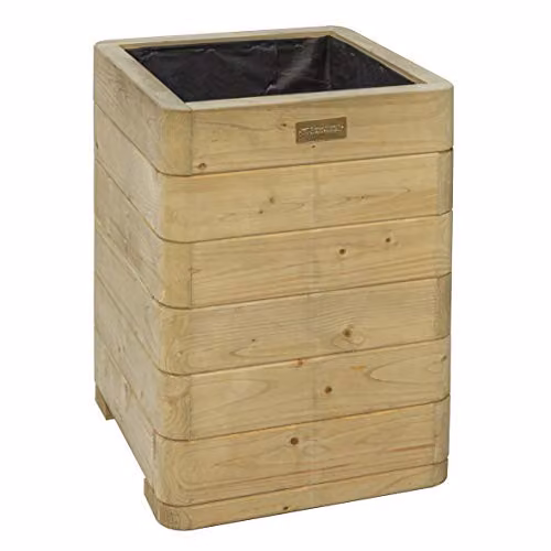 Rowlinson Marberry Square Tall Wooden Planter, Brown, W: 40 cm, D: 40 cm, H: 40 cm – 2