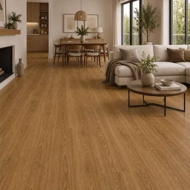 ENER-J Britwall English Oak SPC Luxury Vinyl Flooring, Brown Wood Look Click Lock Plank, Pack of 10, 2.2 m2, Thickness: 6 mm, Plank Size: 1220 x 181 mm – 1