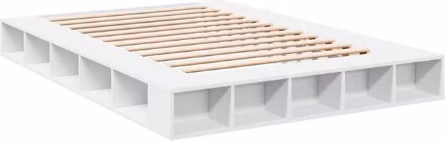 Berkfield Home Durable Engineered Wood Bed Frame in White, W/D/H: 150 x 200 cm