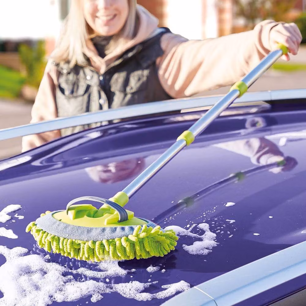 mysmartbuy 2-in-1 Telescopic Car Washing Mop with Stainless Steel and Microfibre, Multicolour, W: 23 cm, D: 16 cm – 2