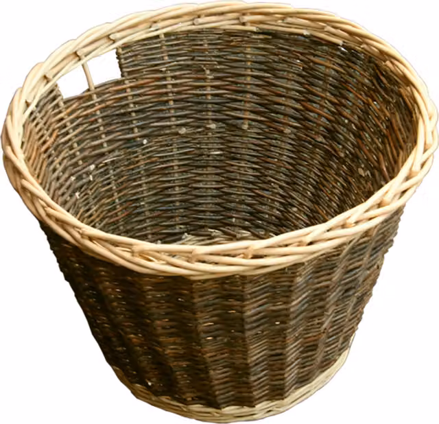 Red Hamper Round Rustic Wicker Log Basket in Brown