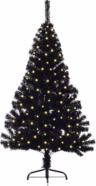 Berkfield Home Beautiful Pre-lit Artificial Christmas Tree in Black, Height: 150 cm