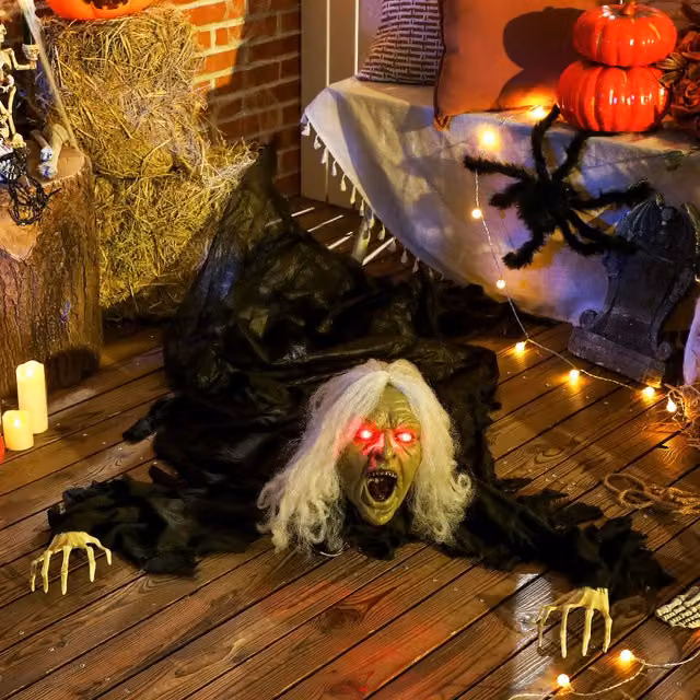 OUTSUNNY Life Size Scary Halloween Decoration, Black and Red, Height: 183 cm