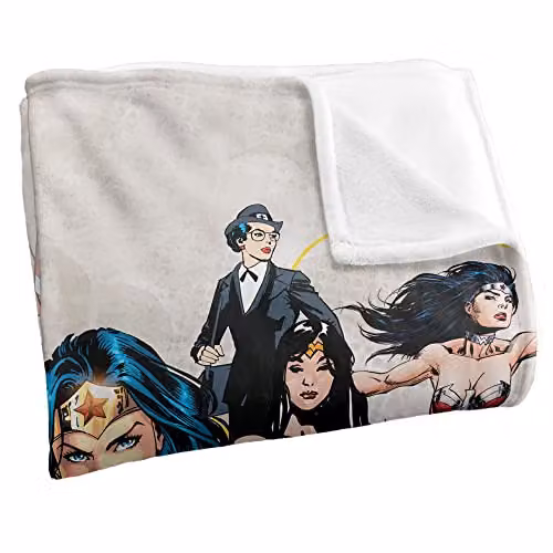 LOGOVISION Wonder Woman 75th Collage Silky Touch Super Soft Fleece Throw Blanket, Multicolour and White, W/D/H: 152 x 127 cm – 2