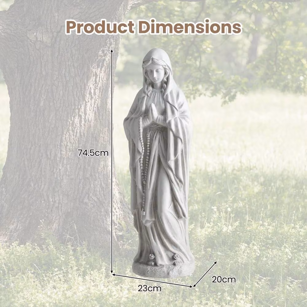 NESTLUNE Grey Religious Outdoor Sculpture with Aged Finish, H 74.5 cm x W 15 cm x D 15 cm – 2