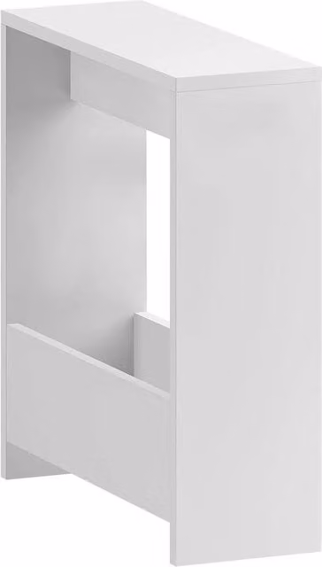 NESTLUNE Small White End Table and Magazine Rack with Glass Shelf
