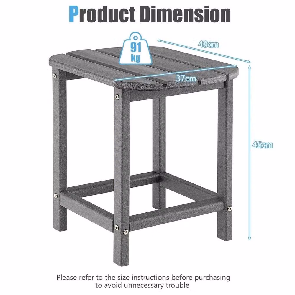 VOGREX Grey HDPE Rectangular Outdoor Adirondack Side Table – 2